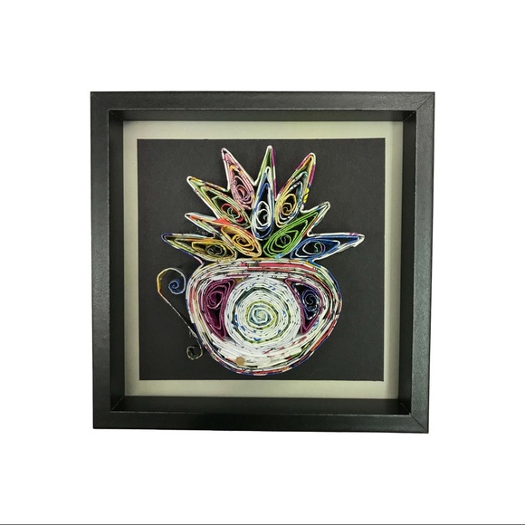 Shadow Box Frame Handmade Quilling Succulent Wall Decor - Picture 1 of 1